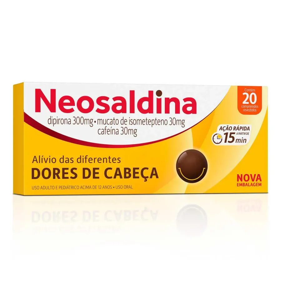 Analgésico Neosaldina Dipirona 300mg + Mucato de Isometepteno 30mg + Cafeína 30mg 20 Drágeas