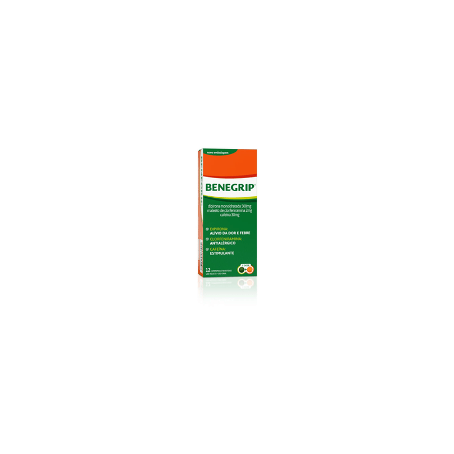 Benegrip Antigripal e Analgésico para Alívio da Gripe e Resfriado - Caixa 12 Comprimidos
