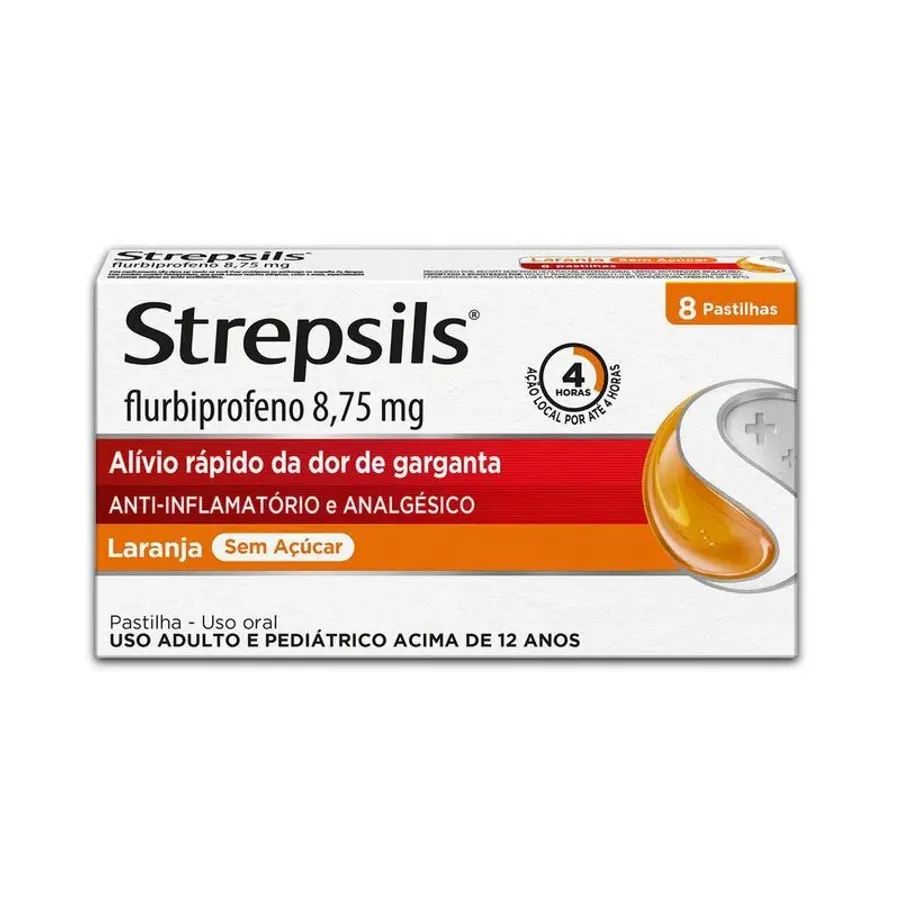 Pastilhas para Garganta Strepsils Laranja Sem Açúcar 16 Pastilhas