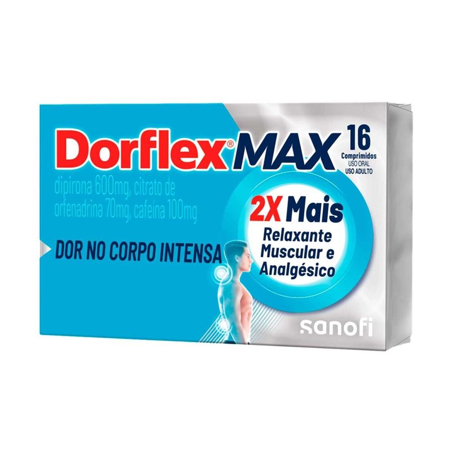 Analgésico, Relaxante Muscular e Antitérmico Dorflex Max 600mg + 70mg + 100mg 16 Comprimidos
