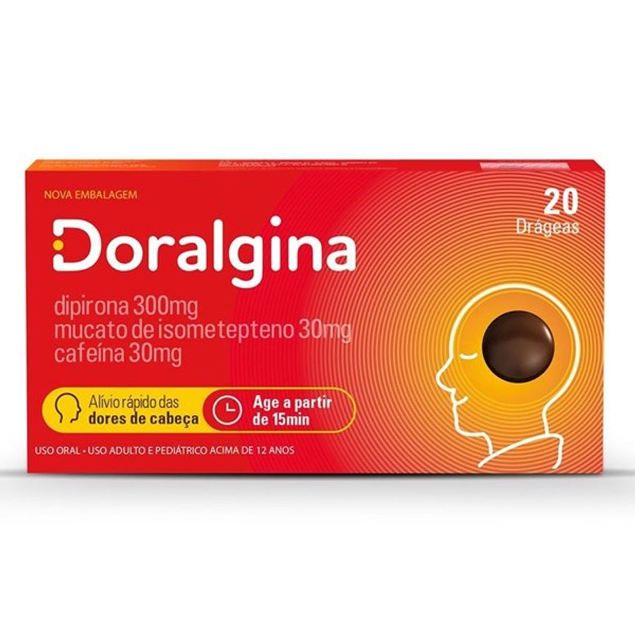 Analgésico Doralgina 300mg + 30mg + 30mg Neo Química 20 Comprimidos Revestidos