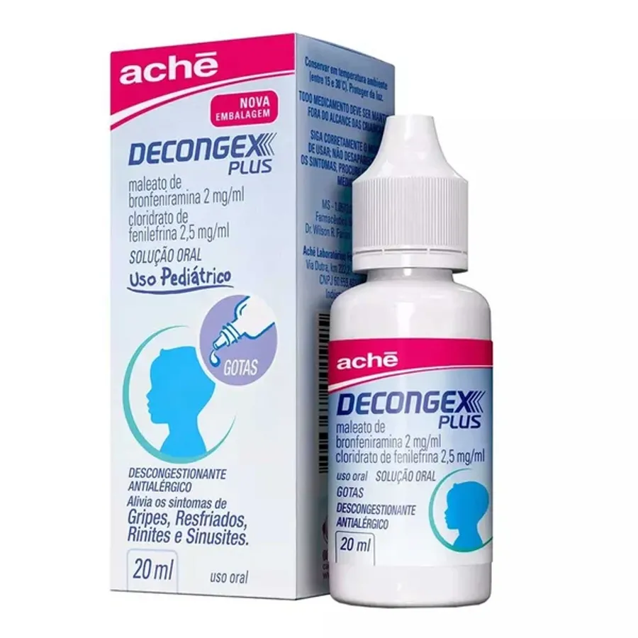 Decongex Plus Maleato de Bronfeniramina 2mg/ml + Cloridrato de Fenilefrina 2,5mg/ml Gotas 20ml
