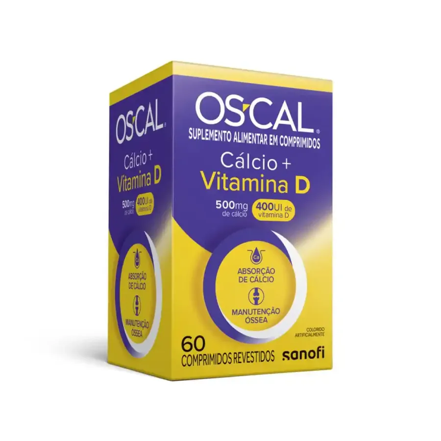 Suplemento Alimentar os Cal Cálcio 500mg + Vitamina D 400ui 60 Comprimidos Revestidos