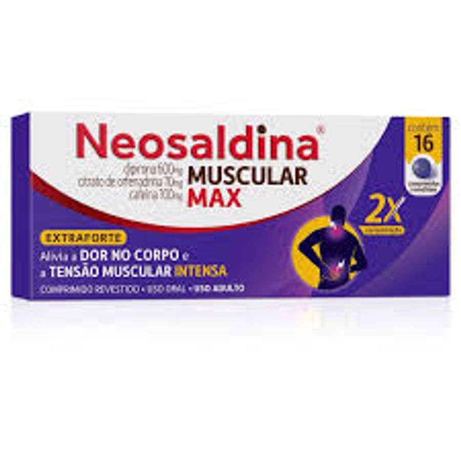 Analgésico e Relaxante Muscular Neosaldina Muscular Max 600mg 16 Comprimidos Revestidos