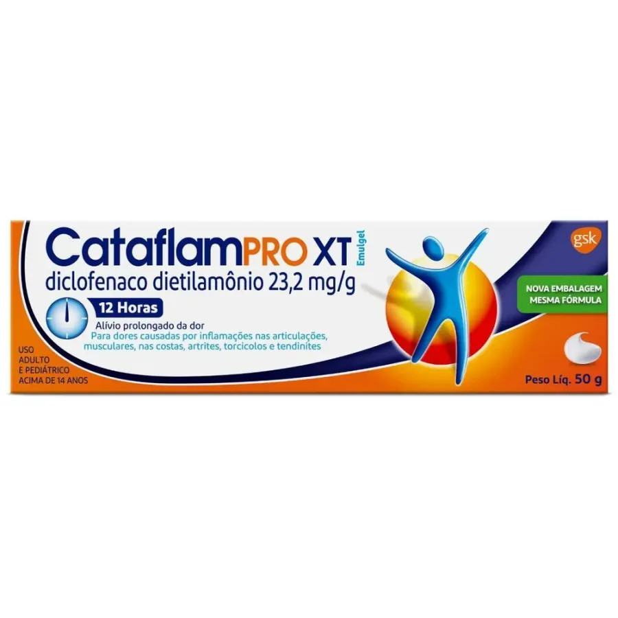 Cataflam Pro Xt 12 Horas Anti-Inflamatório e Dor Muscular Diclofenaco Dietilamônio 23,2mg/G Gel 50g