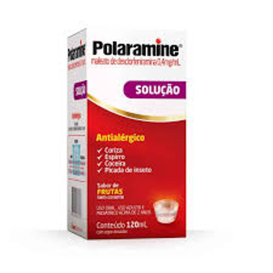 Antialérgico Polaramine 0,4mg/ml Sabor Frutas 120ml Solução Oral
