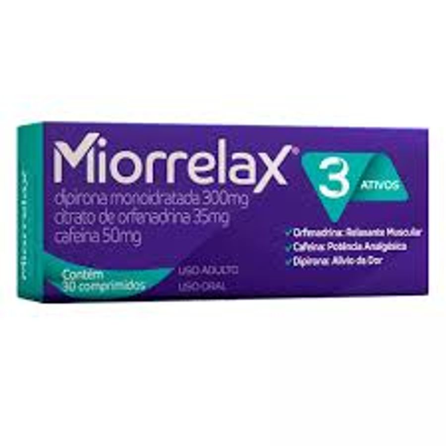 Analgésico Miorrelax 300mg + 35mg + 50mg 30 Comprimidos