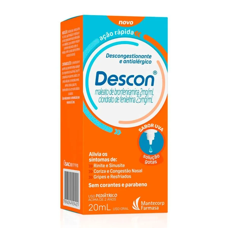 Descon 2mg/ml UVA Mantecorp Farmasa 20ml Solução Gotas