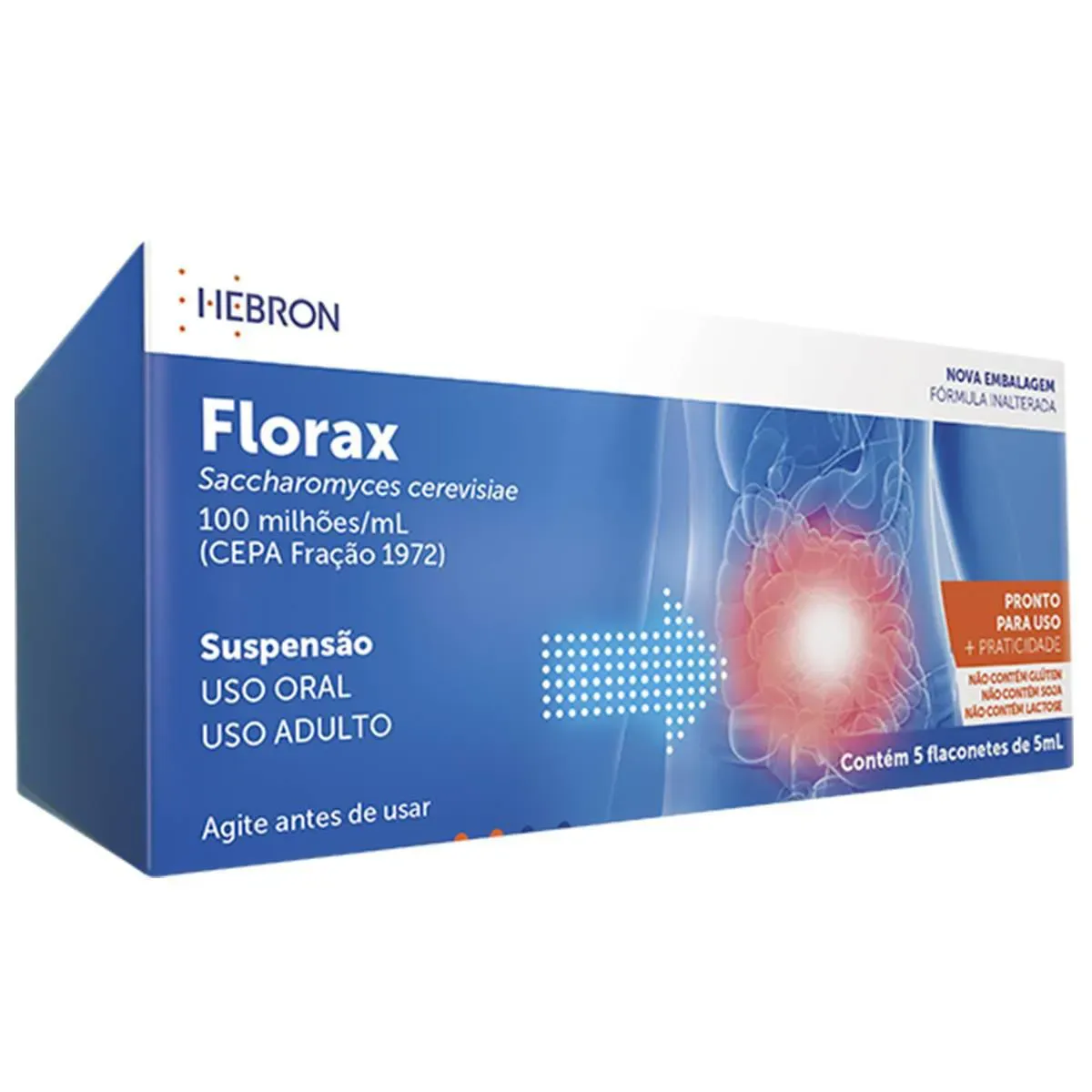 Florax Adulto 100 Milhões/ml Hebron 5 Flaconetes com 5ml Cada