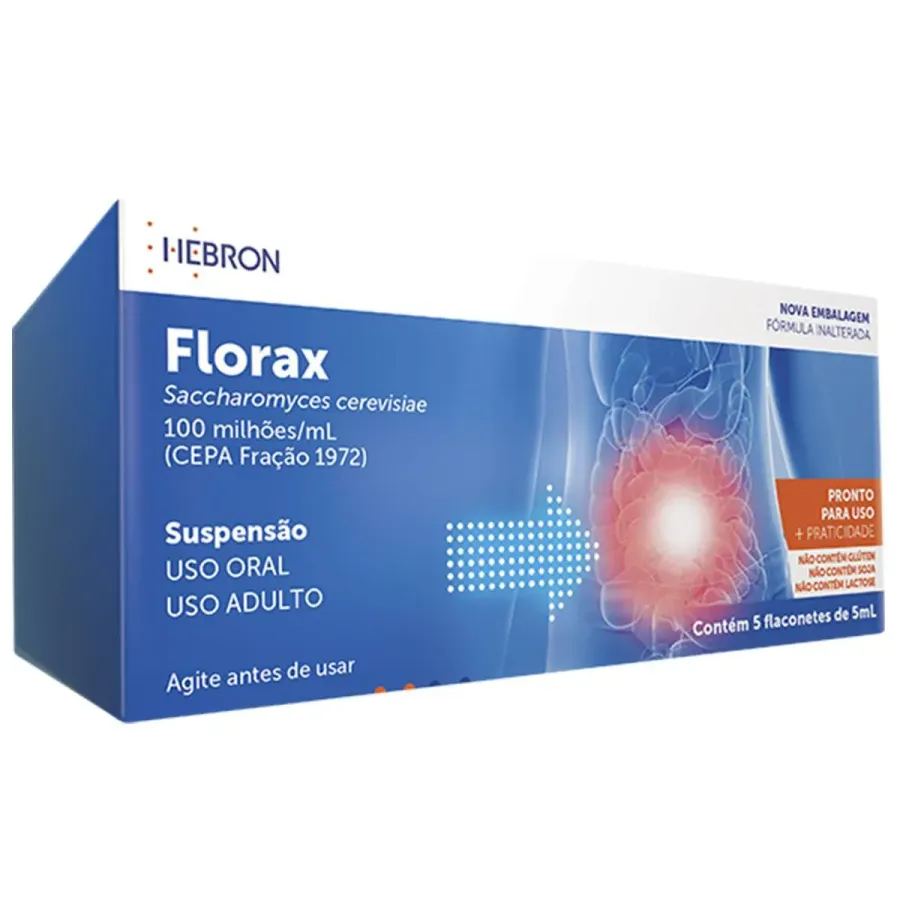 Florax Adulto 100 Milhões/ml Hebron 5 Flaconetes com 5ml Cada
