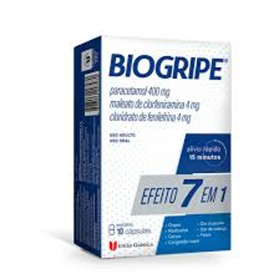 Biogripe 400mg + 4mg + 4mg União Química - 10 Cápsulas