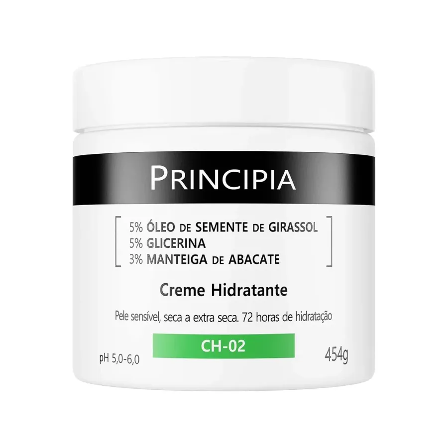 Creme Hidratante Corporal Principia CH-02 454 g – Óleo de Girassol, Glicerina e Abacate
