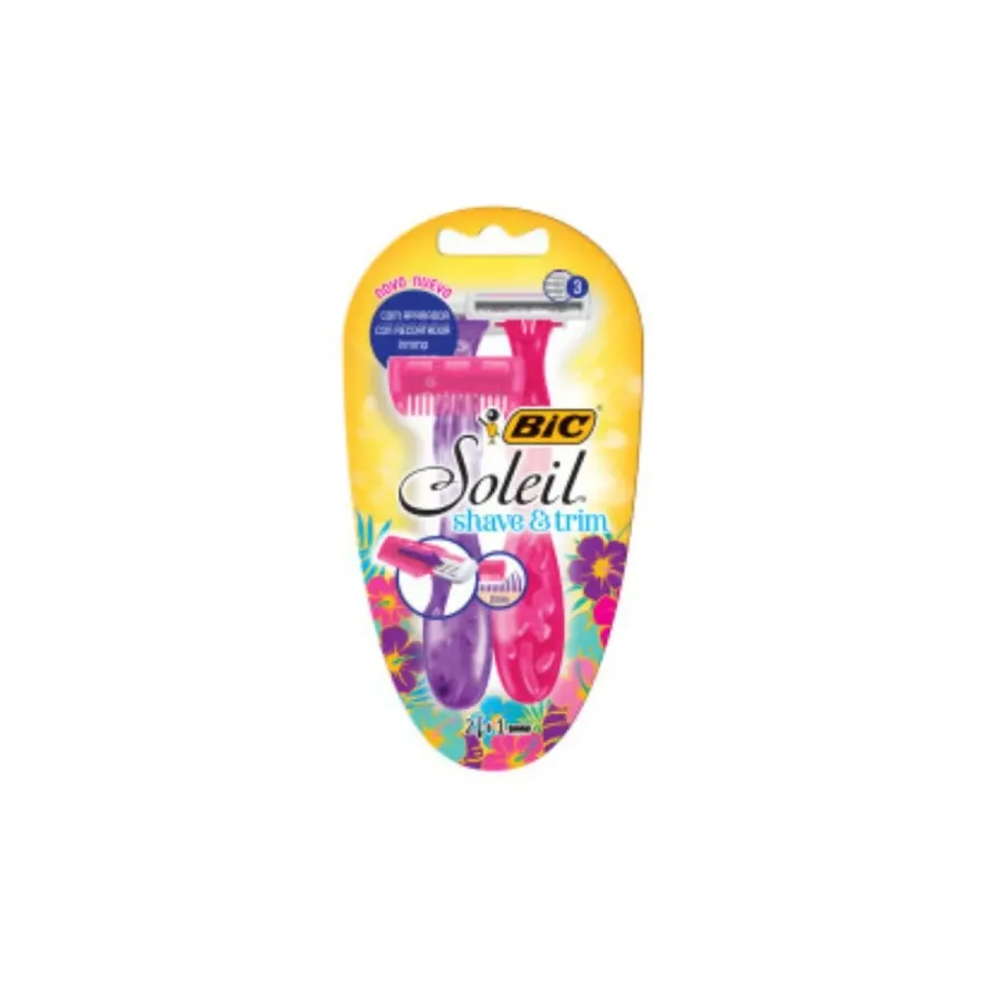 APARELHO BARBEAR BIC SOLEIL SHAVE E TRIM C/2UND