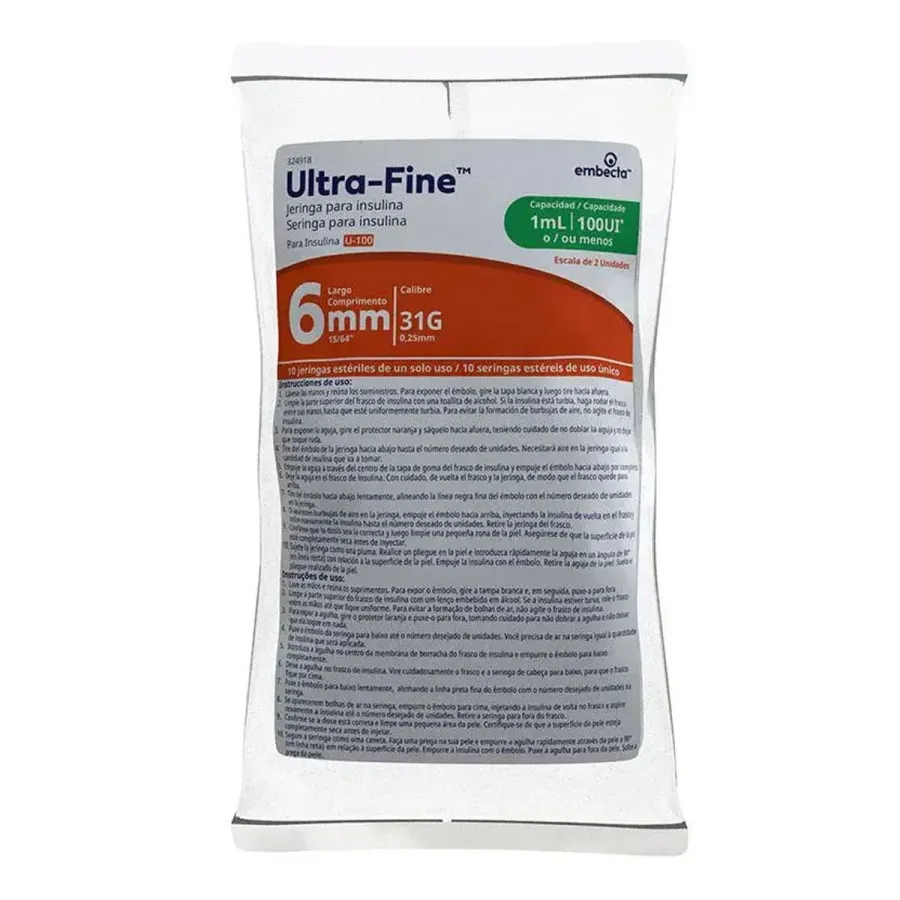 Seringa para Insulina Embecta 1ml 6mm 10 Unidades