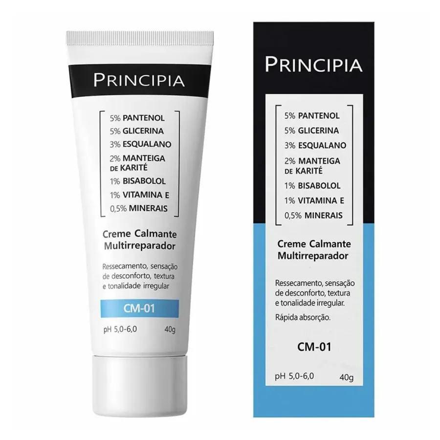 Creme Calmante Multirreparador Principia CM-01 40 g – Pantenol, Esqualano e Karité