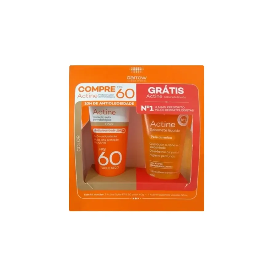 Kit Darrow Actine Protetor Solar Facial FPS60 Color 40g + Sabonete Líquido 40ml
