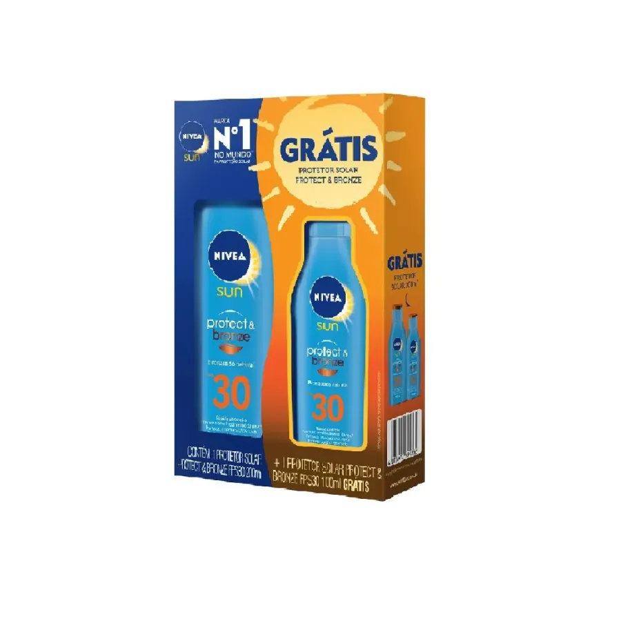 Kit Protetor Solar Nivea Sun Protect & Bronze FPS30 200ml + Protetor Solar Grátis Protect & Bronze FPS30 100ml