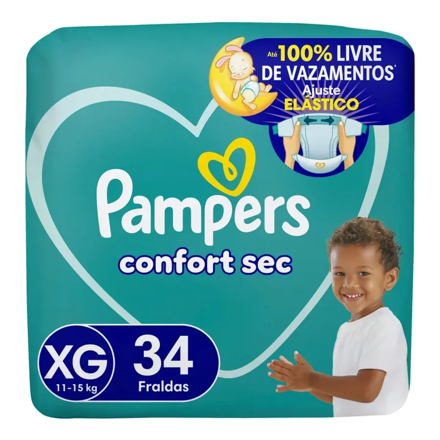 FRALDA PAMPERS CONFORT SEC MEGA XG C/34UND
