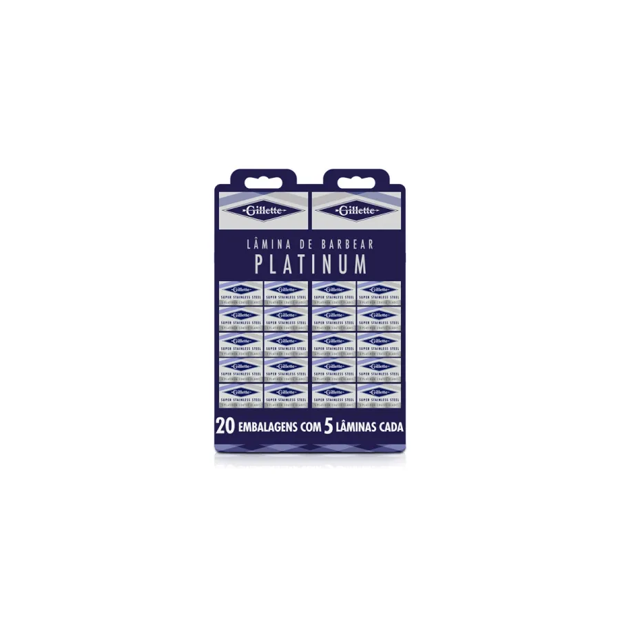 Lâmina de Barbear Gillette Platinum Duplo Fio com 5 Unidades