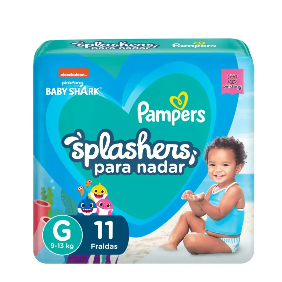 Fraldas Descartáveláveis para Água Pampers Splashers Baby Shark G 11 Unidades