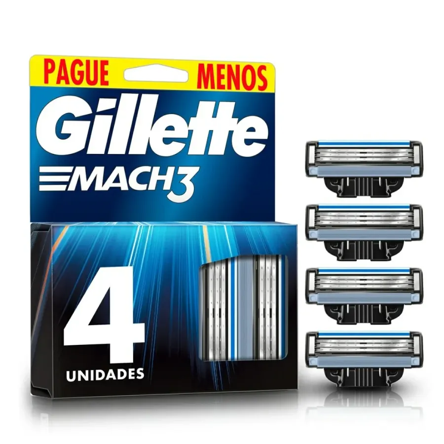 Carga para Aparelho de Barbear Gillette Mach3 4 Unidades