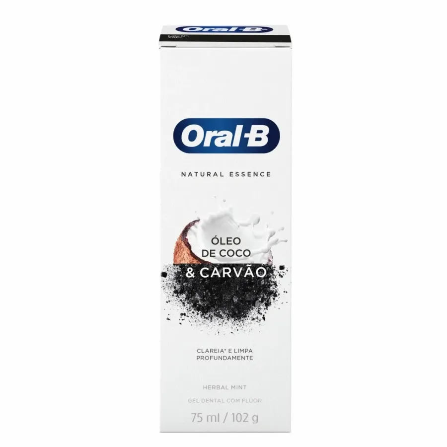 Creme Dental Oral-B Natural Essence Óleo de Coco & Carvão Herbal Mint 102g