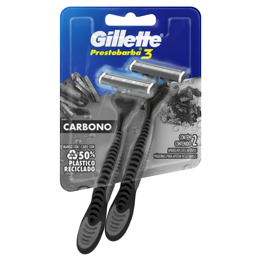 Aparelho Descartávelável para Barbear Gillette Prestobarba3 Carbono 2 Unidades