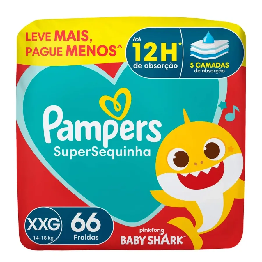 Fralda Pampers Supersequinha Tamanho Xxg 66 Unidades