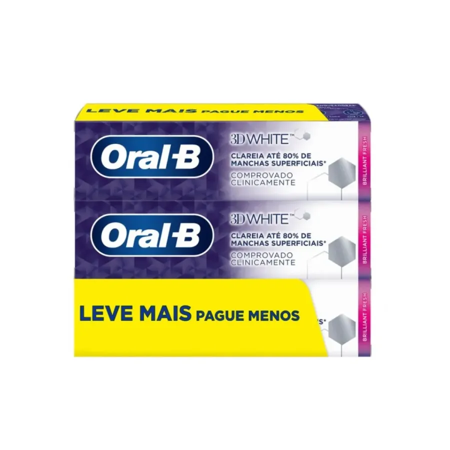 Kit Creme Dental Clareador Oral-B 3d White Brilliant Fresh 3 Unidades de 70g