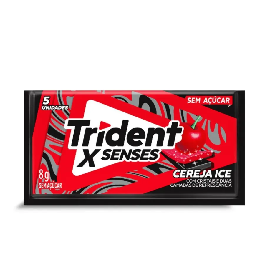 Chiclete Trident Xsenses Cereja Sem Açúcar 8g 5 Unidades