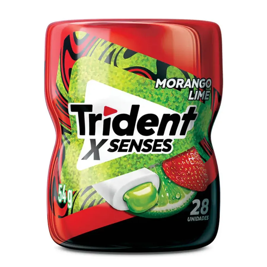 Chiclete Trident Xsenses Morango Lime Sem Açúcar Garrafa 54g