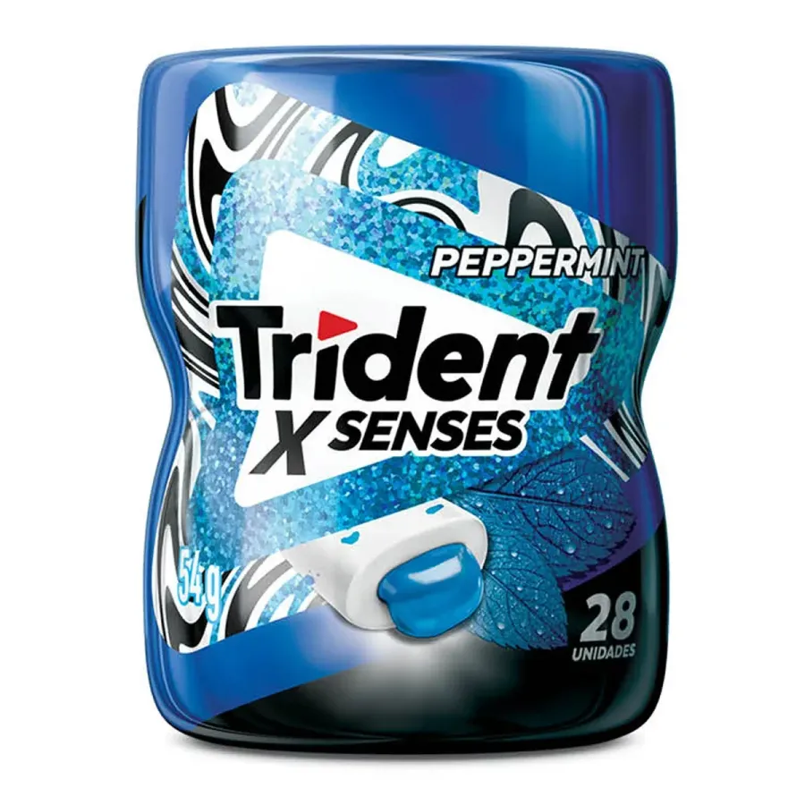 Chiclete Trident Xsenses Peppermint Sem Açúcar Garrafa 54g
