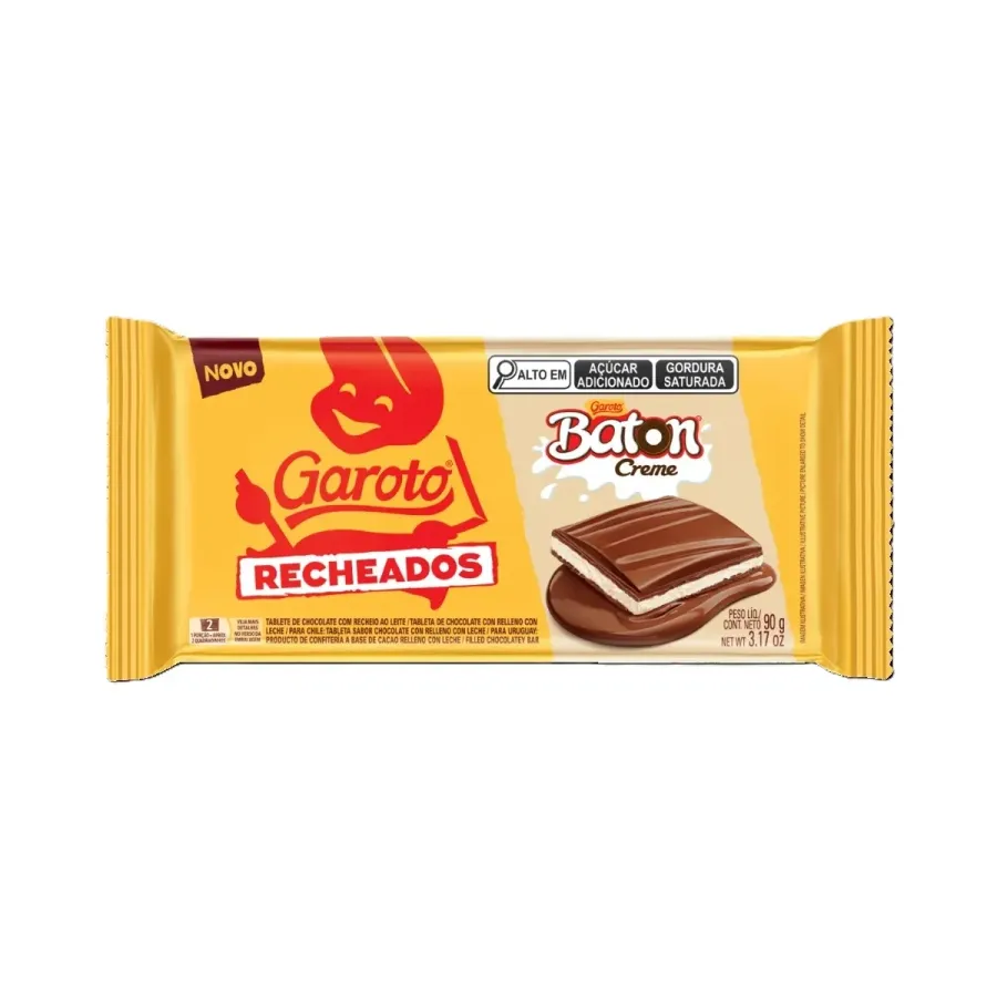 BARRA DE CHOCOLATE GAROTO RECHEADOS BATON 90G