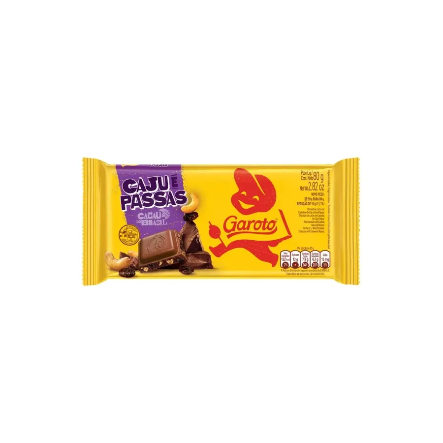 BARRA GAROTO 80G CAJU E PASSAS