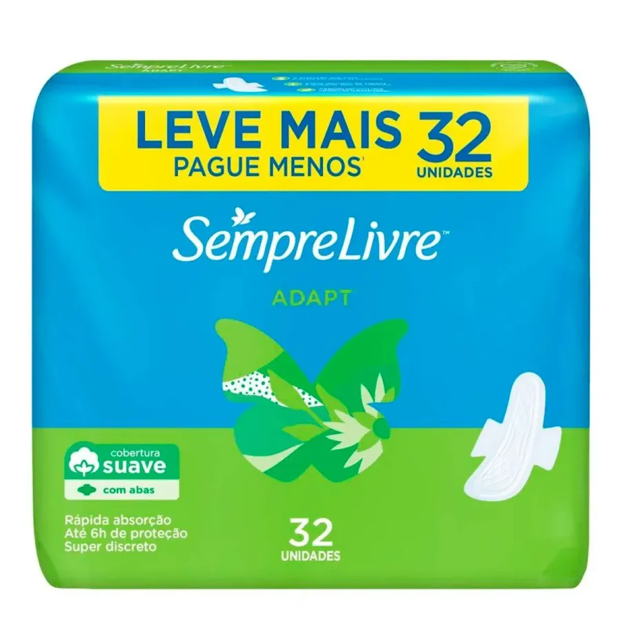 ABSORVENTE SEMPRE LIVRE ADAPT SUAVE C/ABAS C/32UND