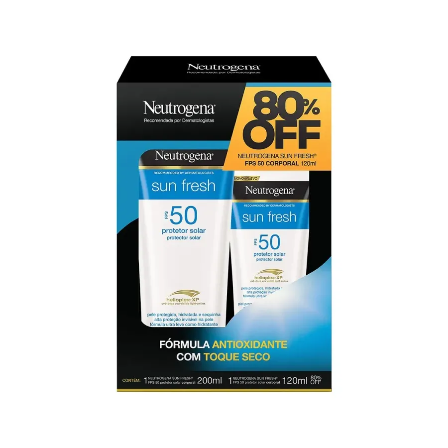 Kit Neutrogena Protetor Solar Corporal FPS50 Sun Fresh Toque Seco 200ml + 120ml
