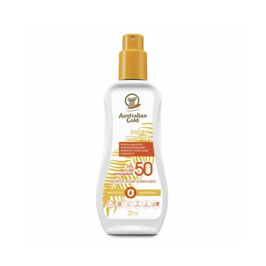 Protetor Solar Corporal Australian Gold FPS50 Antiox Complex 220ml Spray Ultrafluido