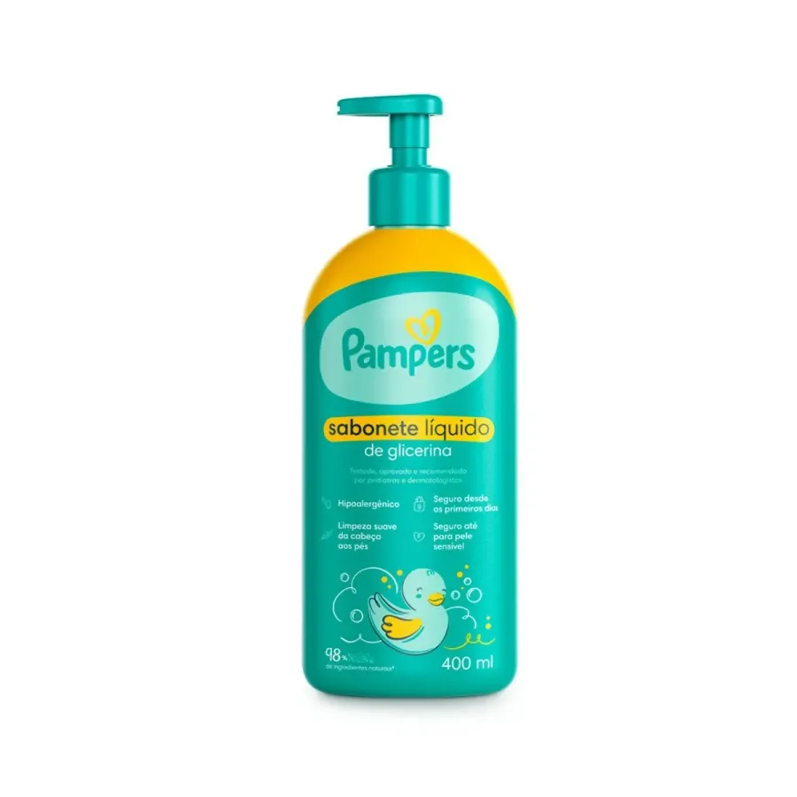 Sabonete Infantil Líquido Pampers de Glicerina da Cabeça Aos Pés 400ml
