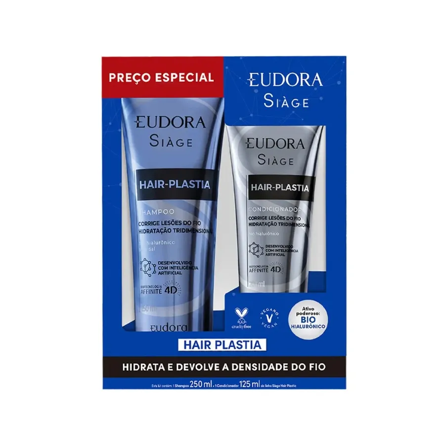 Kit Eudora Siage Hair-Plastia Shampoo 250ml + Condicionador 125ml