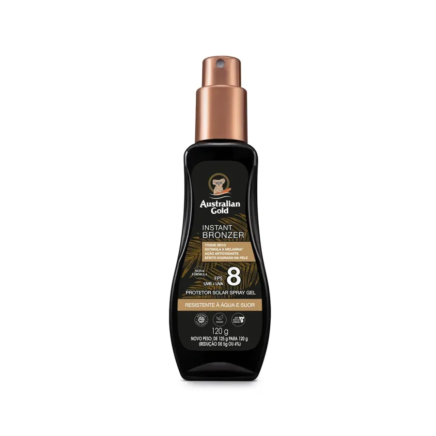 Protetor Solar Autralian Gold Instant Bronzer FPS8 Spray Gel 120g