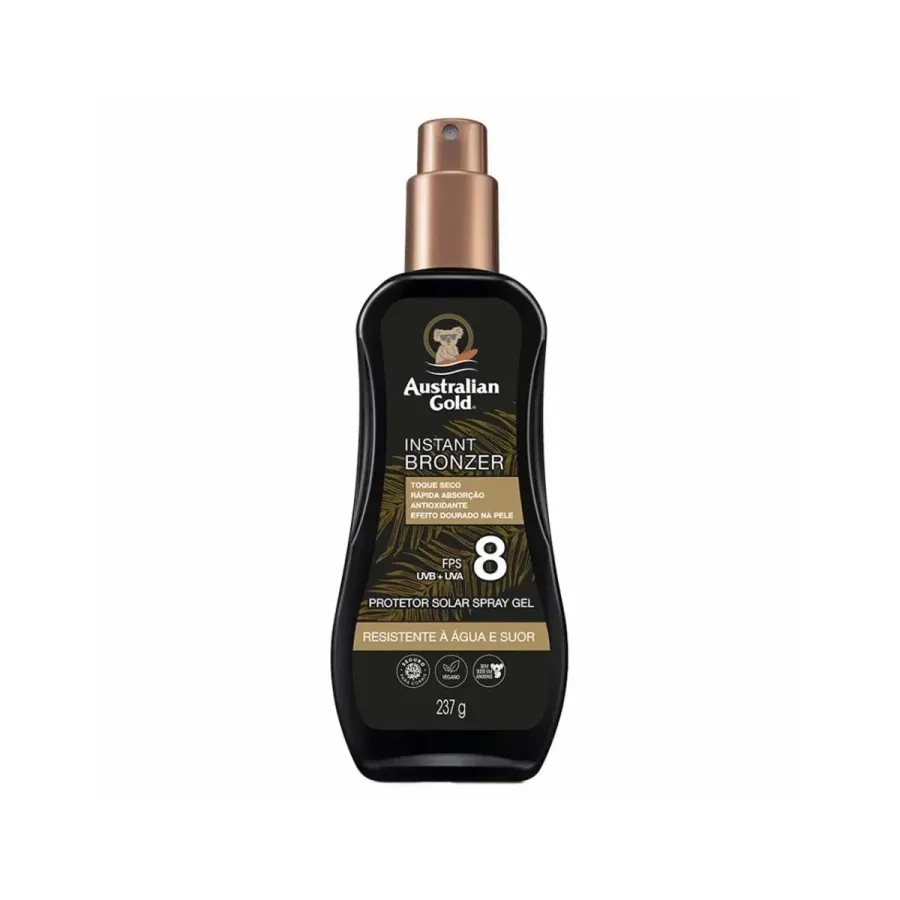 Protetor Solar Corporal Spray Gel Australian Gold Instant Bronzer FPS8 237g