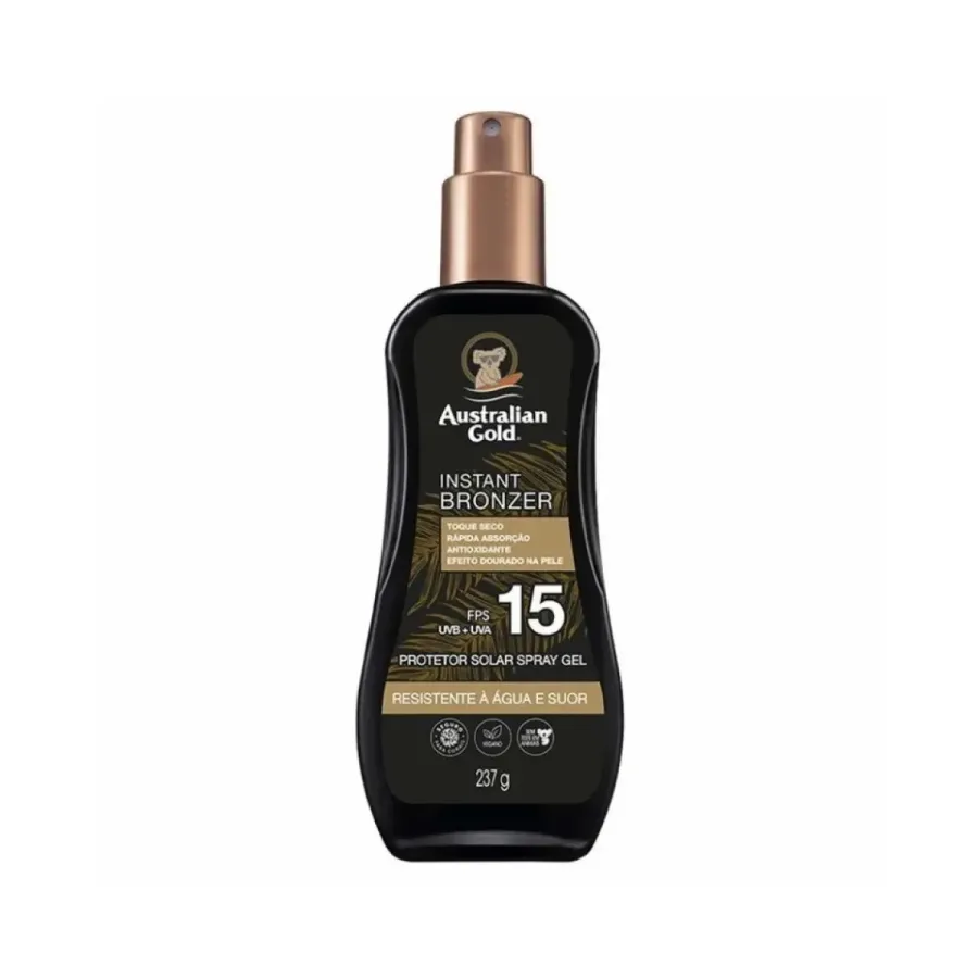 Protetor Solar Corporal Spray Gel Australian Gold Instant Bronzer FPS15 237g