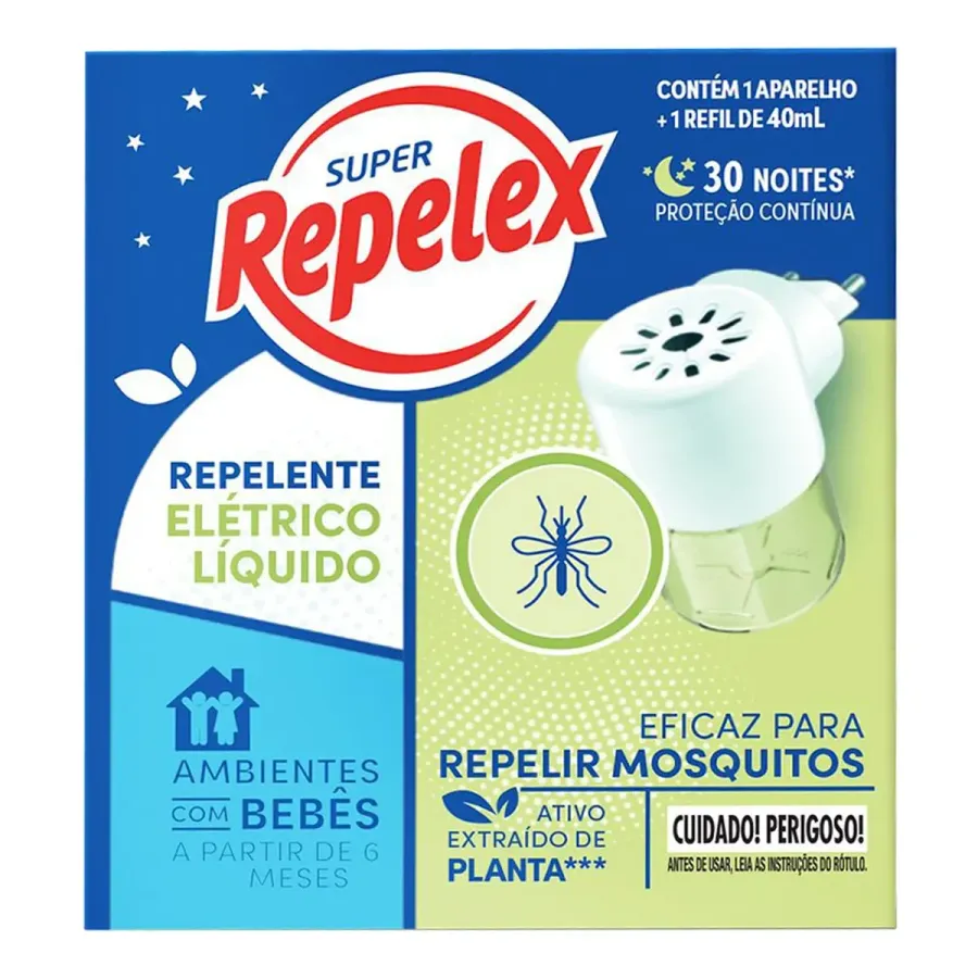 Kit Repelex Aparelho Elétrico + Refil Repelente Líquido 30 Noites 40ml