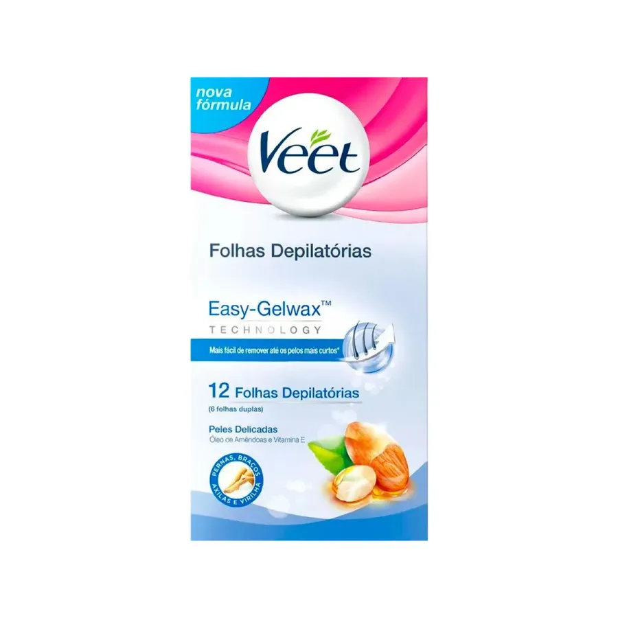 Cera Fria Corporal Veet Peles Delicadas 12 Folhas 12 Unidades
