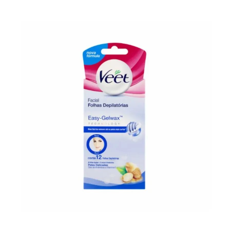 Cera Fria Facial Veet Peles Delicadas 12 Unidades Folhas