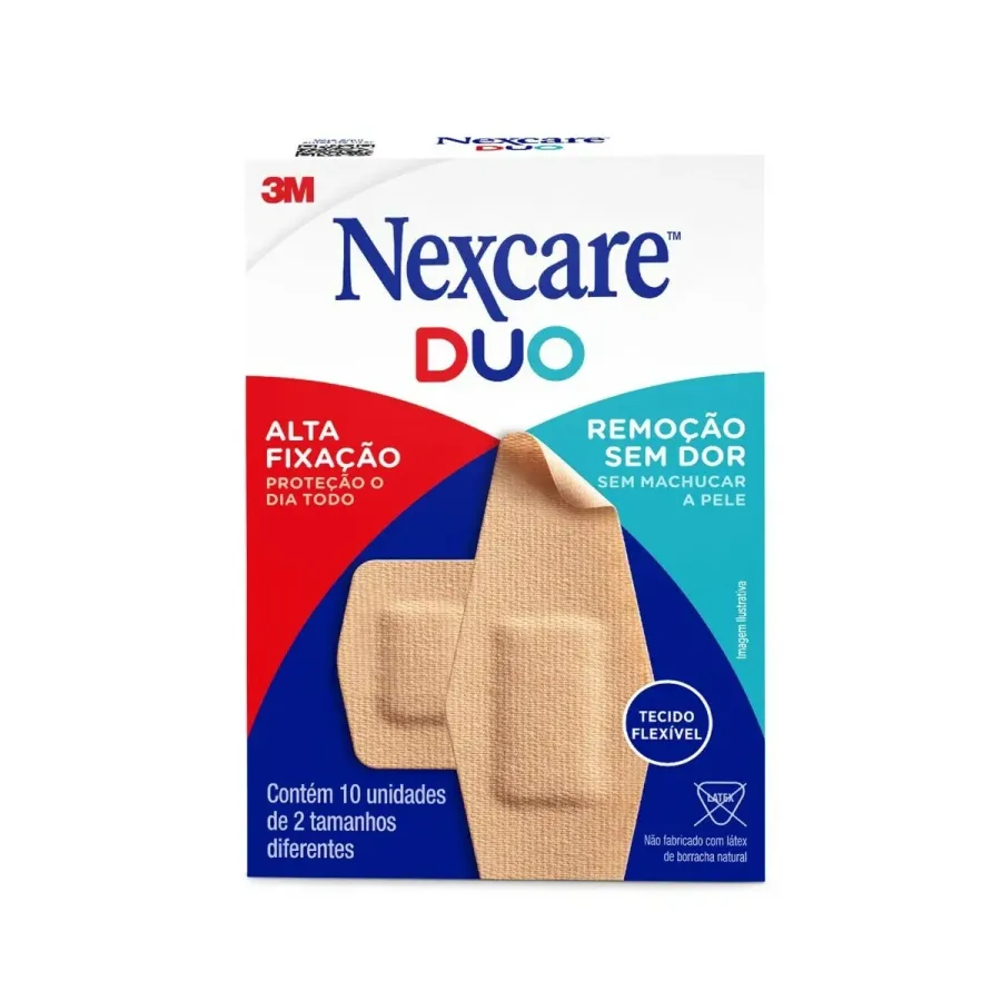 Curativo Nexcare Duo Remoção Sem Dor Tamanhos Diferentes 10 Unidades