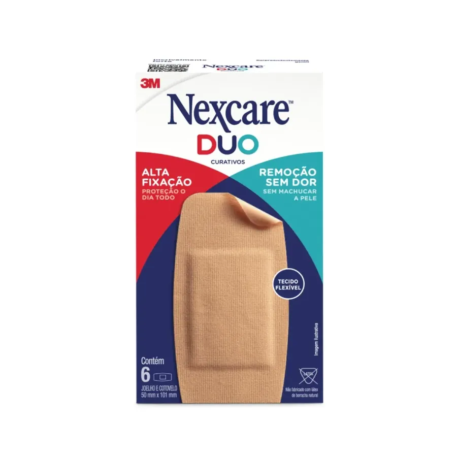 Curativo Nexcare Duo Joelho e Cotovelo Remoção Sem Dor 6 Unidades