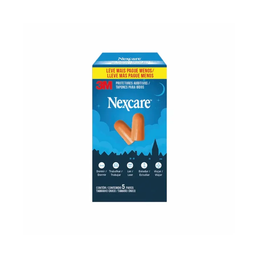 Protetor Auditivo Moldável Nexcare Tamanho Único 5 Pares 05 Unidades