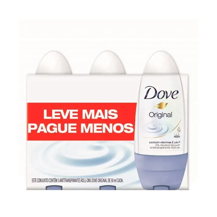 Kit Desodorante Rollon Dove Original 50ml 3 Unidades