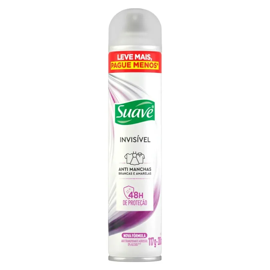 Desodorante Antitranspirante Aerossol Suave Invisível Anti Manchas Brancas e Amarelas 200ml